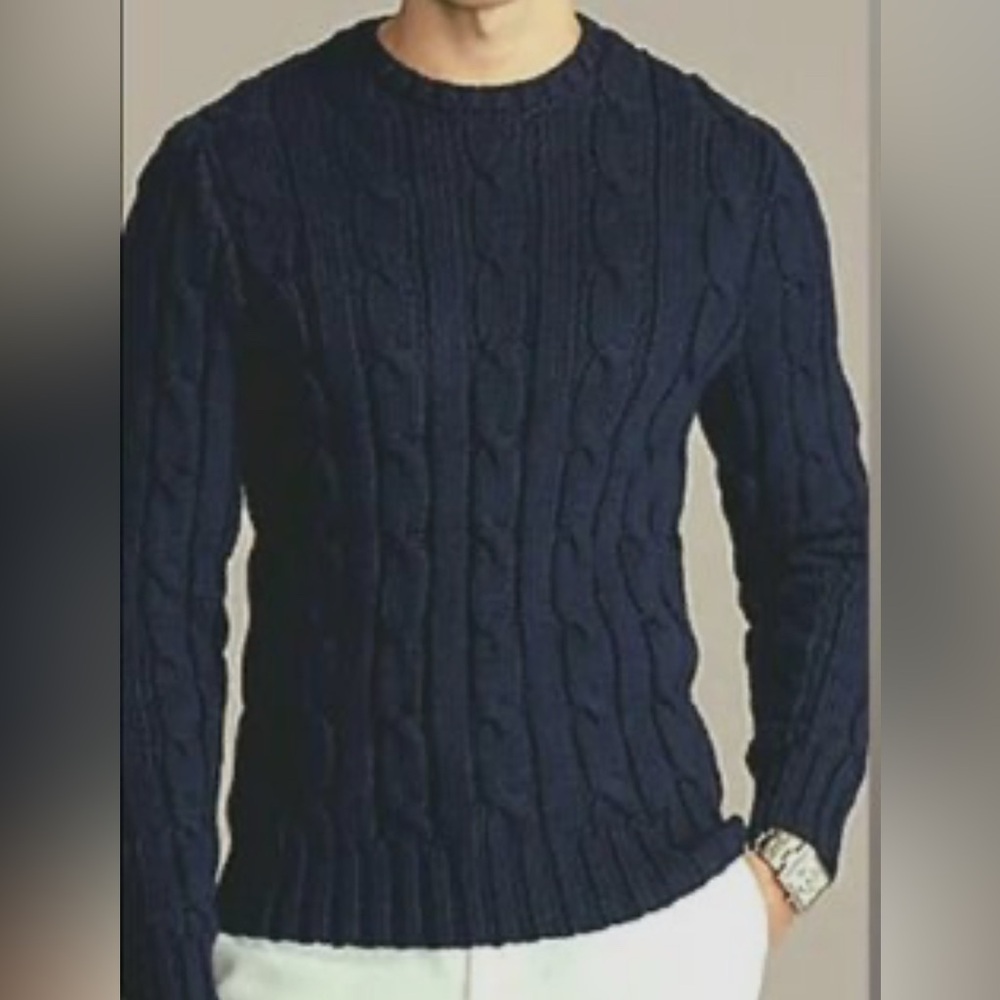 Blumarine 100% cotton men’s Navy Cable Knit Sweater